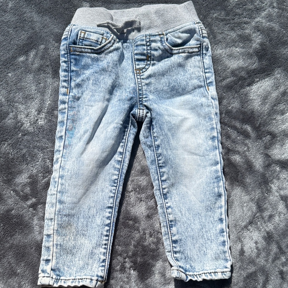 Wonder Nation Light Blue Kids Jeans with Gray Waistband